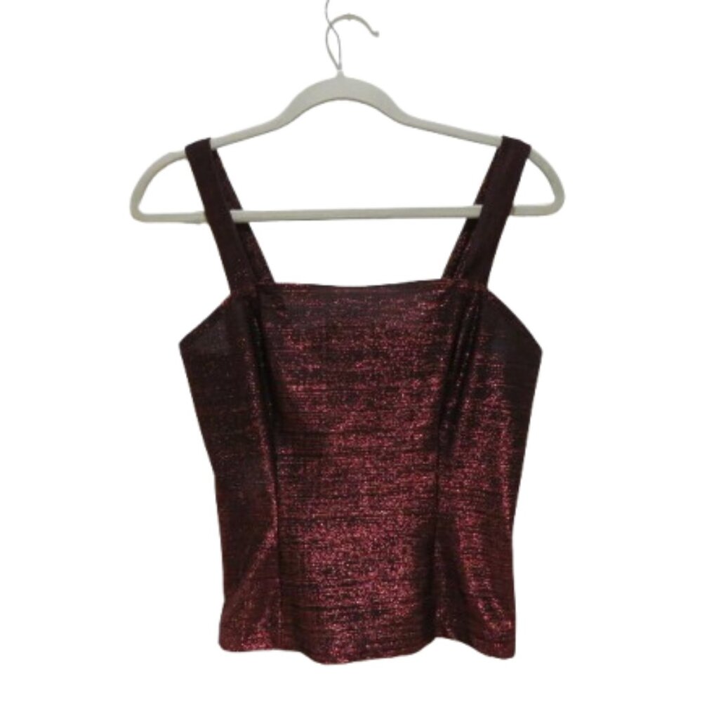 VINTAGE FORMULA X Dark Red Metallic Tank Top Whimsigoth Goth Vamp Rave Punk Y2K
